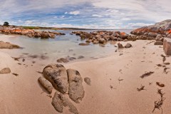 Panoramique sur la plage de The Gardens, Bay of Fires