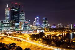La ville de nuit depuis Kings Park
