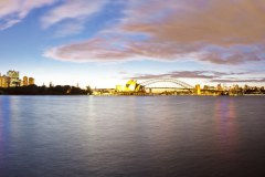 Panoramique de la baie de Sydney au coucher du soleil
