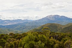 Donaghys lookout, vue sur les montagnes du Franklin-Gordon Wild Rivers National Park