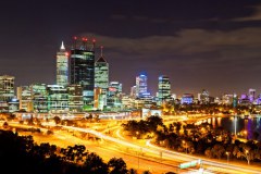 Panoramique de Perth de nuit depuis Kings Park