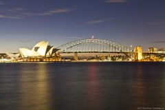 Crépuscule sur l'Opéra et le Harbour Bridge depuis le Botanic Garden