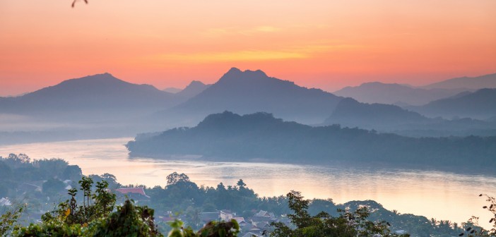 Coucher soleil Luang Prabang Mekong Laos