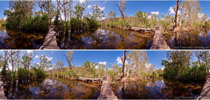 Edith Falls, panoramique à 360°, 4 angles différents